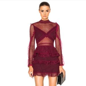 Self Portrait Dot Mesh Tiered Mini Dress